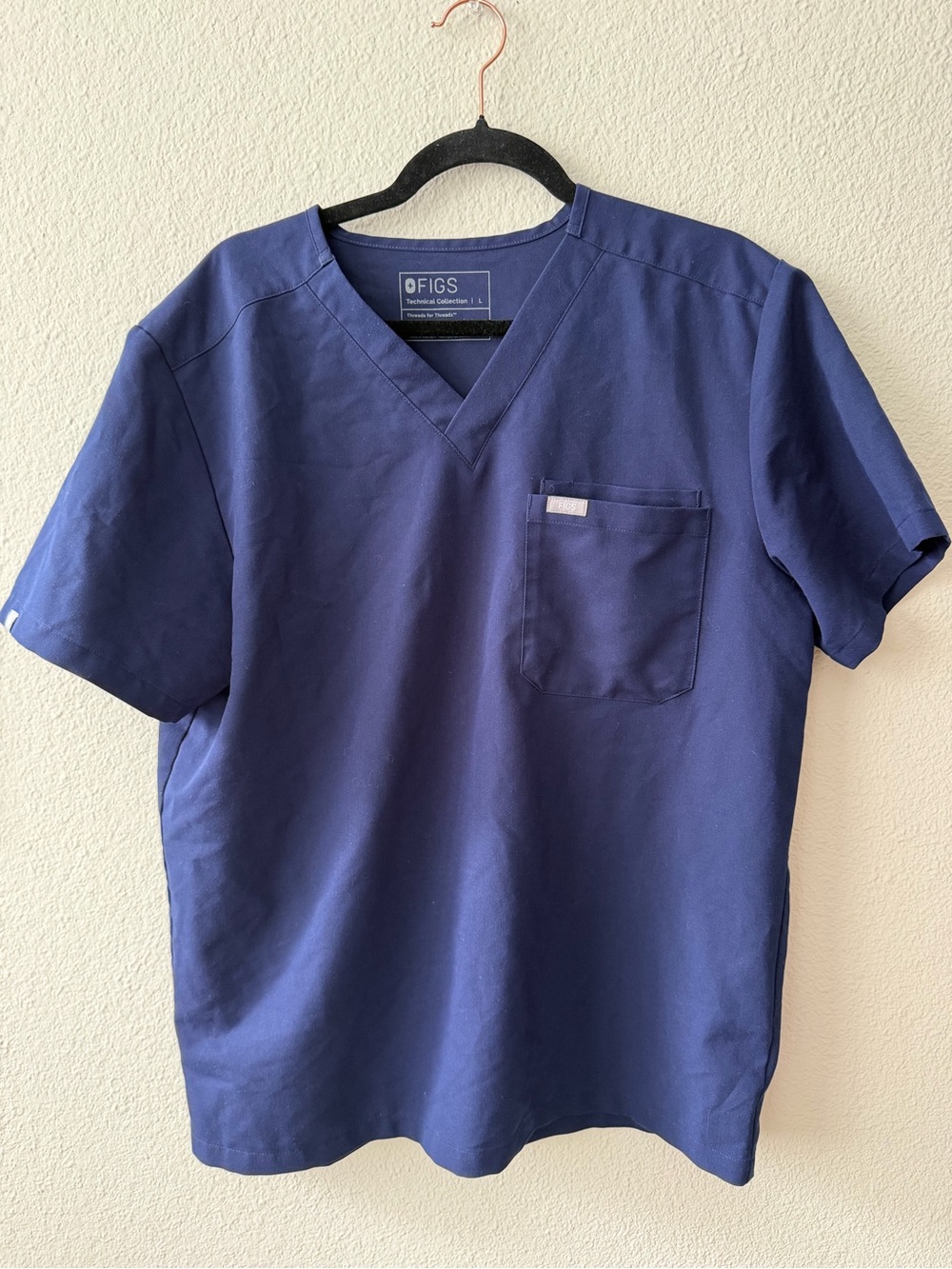 FIGS Navy Short Sleeve V-Neck Scrub Top